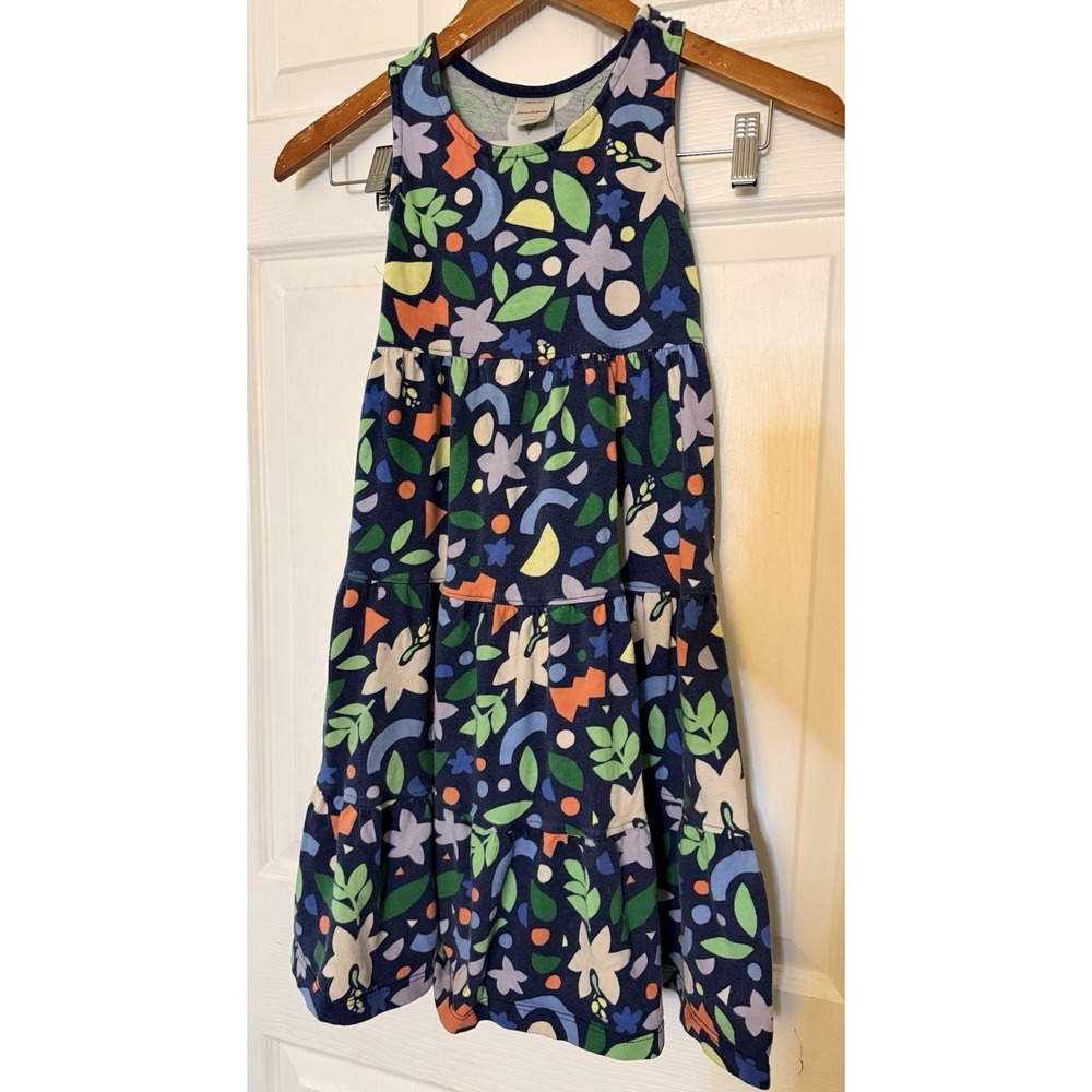 Hanna Andersson Twirl Power Tank Dress Navy Multicolor Geo Shapes Print Sz 8 130